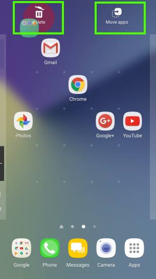  move or delete app folders in Galaxy Note 7 home screen