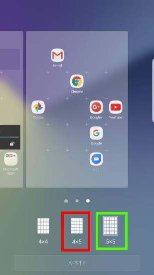 use Galaxy Note 7 screen grid to customize app icon size