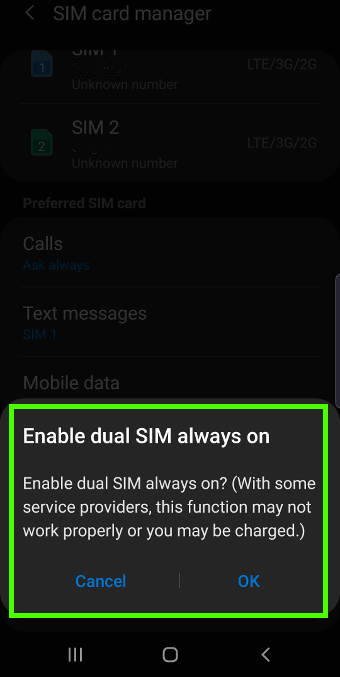 enable dual SIM always on