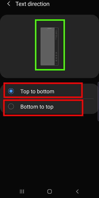 adjust the text directions on Galaxy Note 10 clear view cover