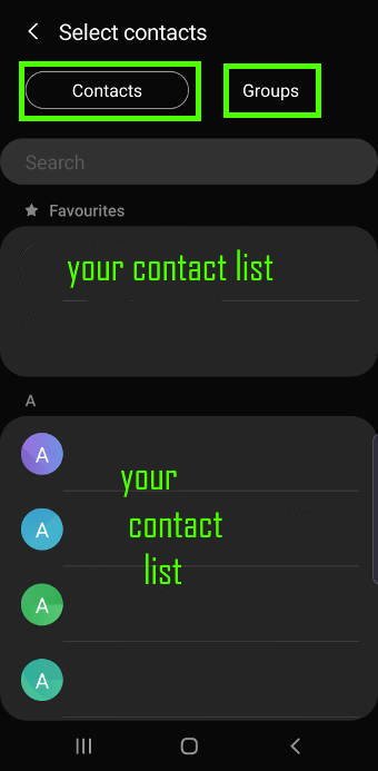 select contacts